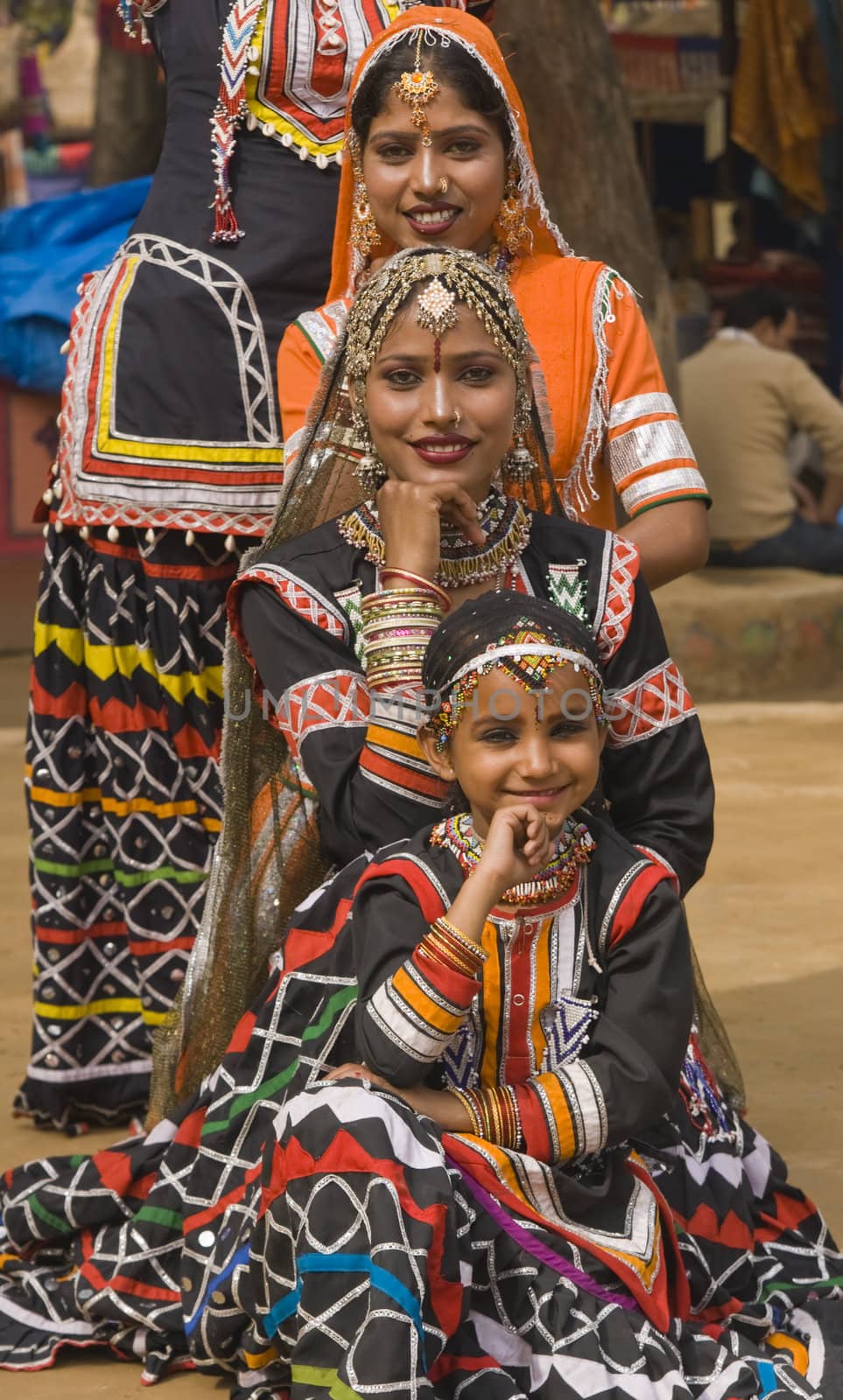 Group of Kalbelia tribal dancers performing at the annual Sarujkund Fair near Delhi, India