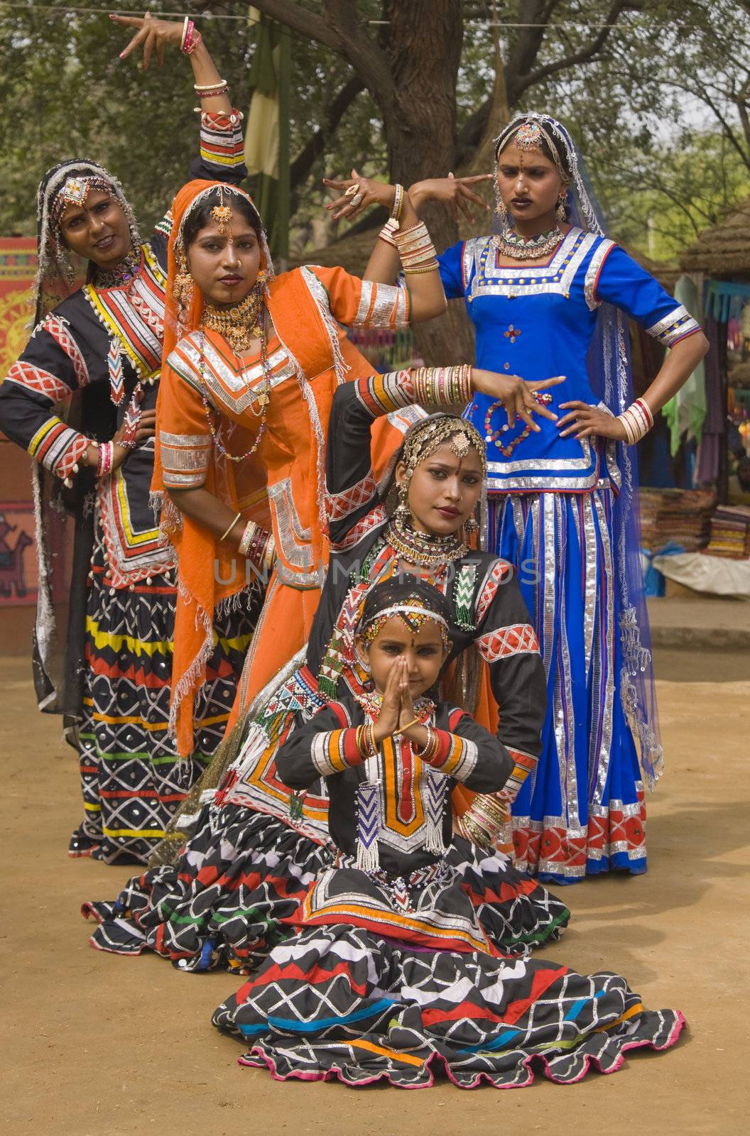 Group of Kalbelia tribal dancers performing at the annual Sarujkund Fair near Delhi, India