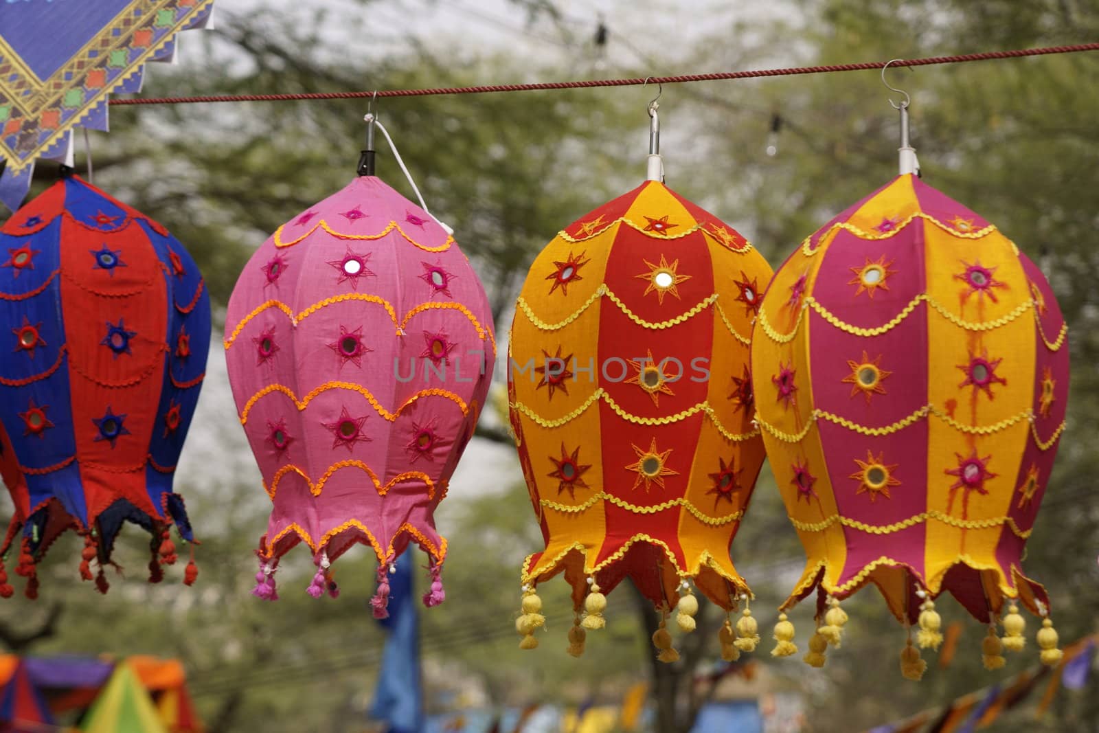 Tibetan Lanterns at an Indian Market. Sarujkund, Haryana, India
