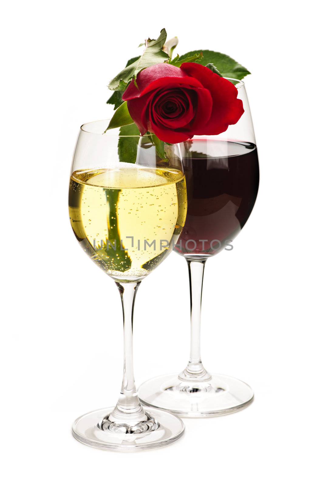 Wine with red rose by elenathewise