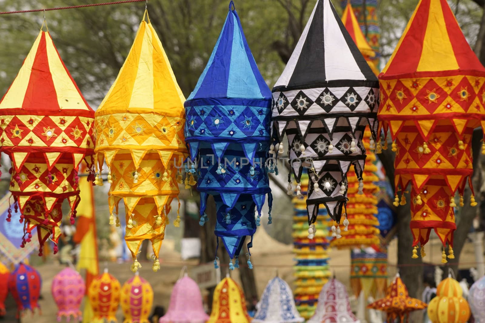 Tibetan Lanterns at an Indian Market. Sarujkund, Haryana, India