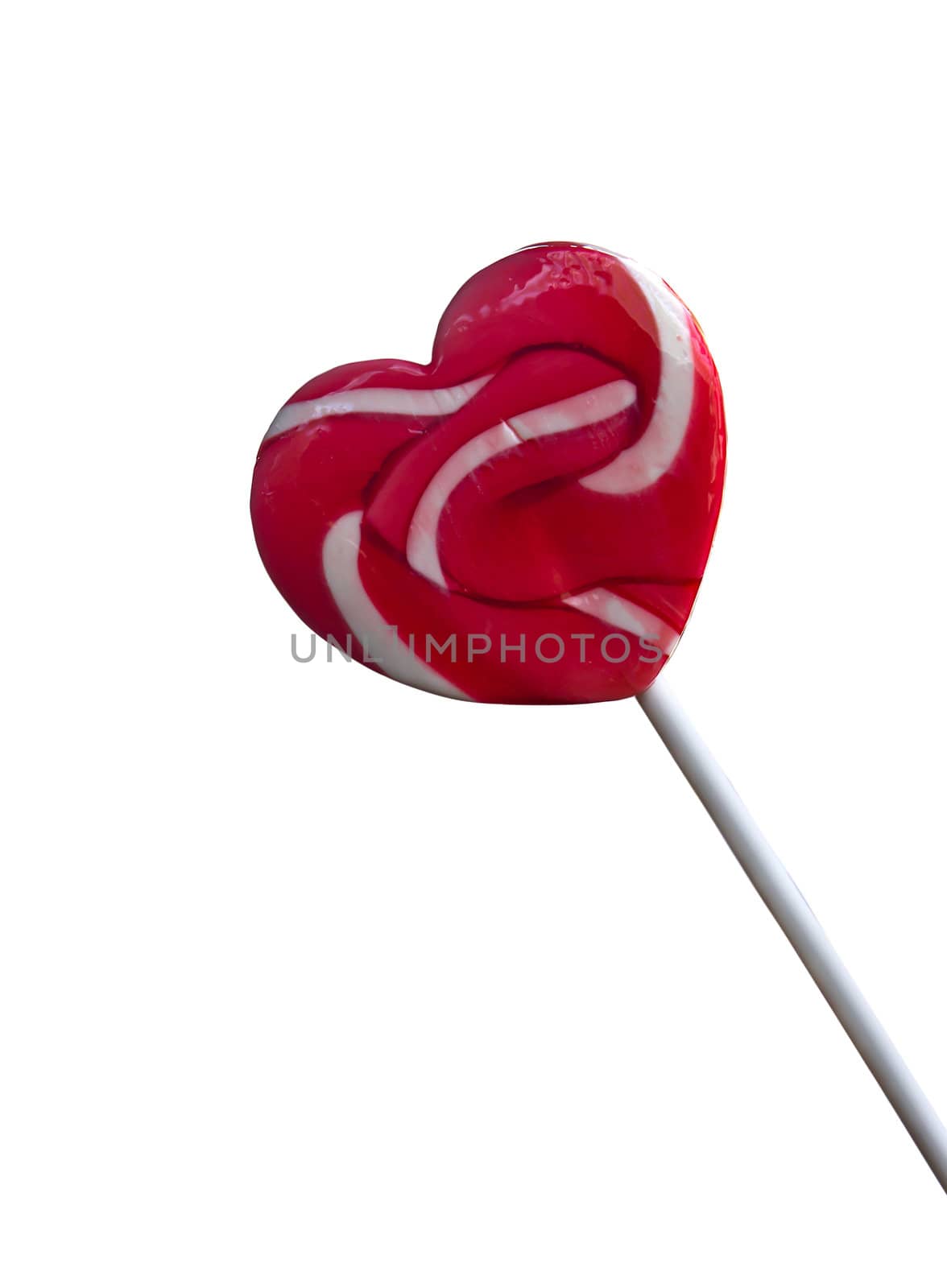 Candy heart on a stick isolated on a white background