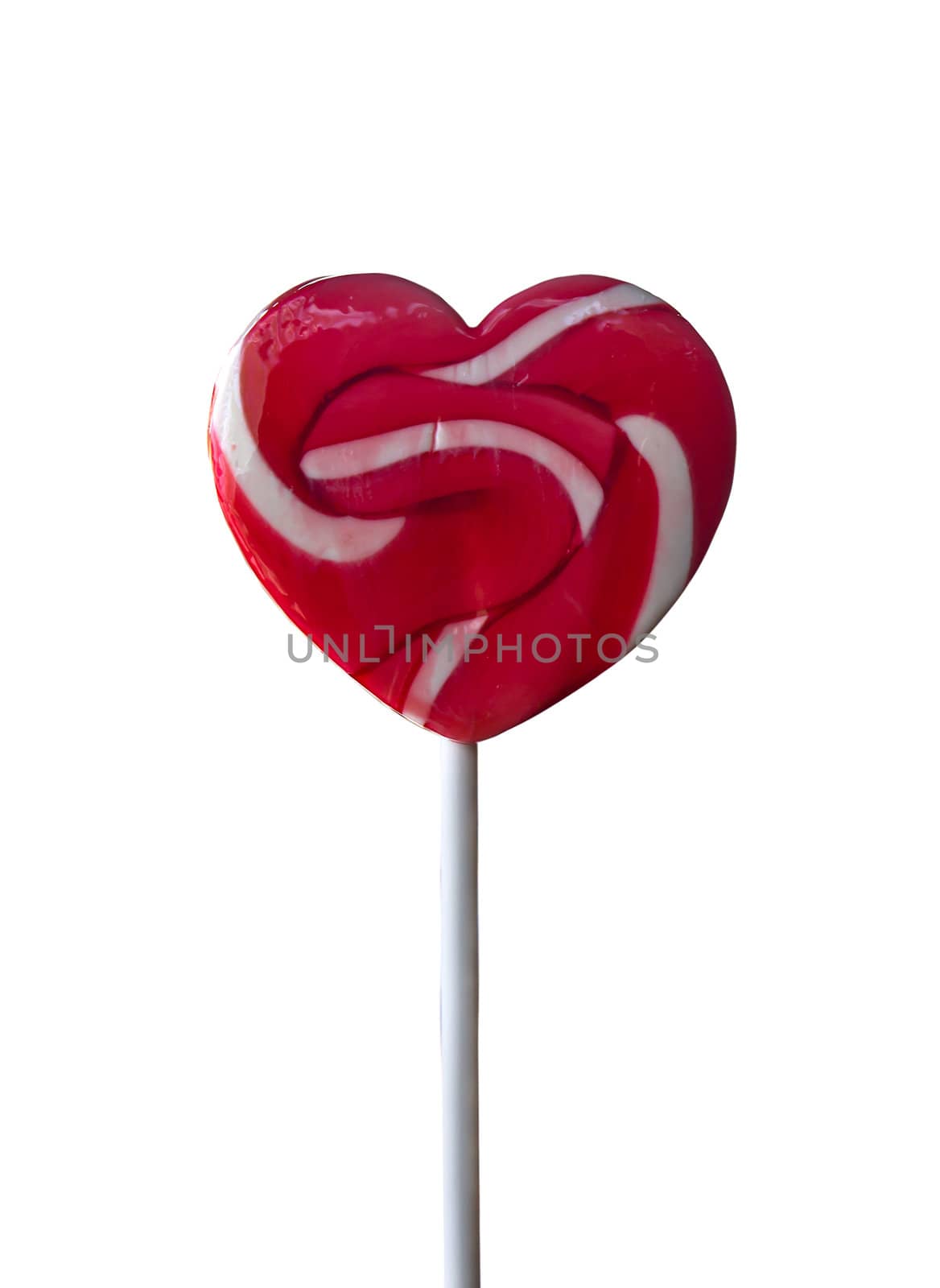 Candy heart on a stick isolated on a white background