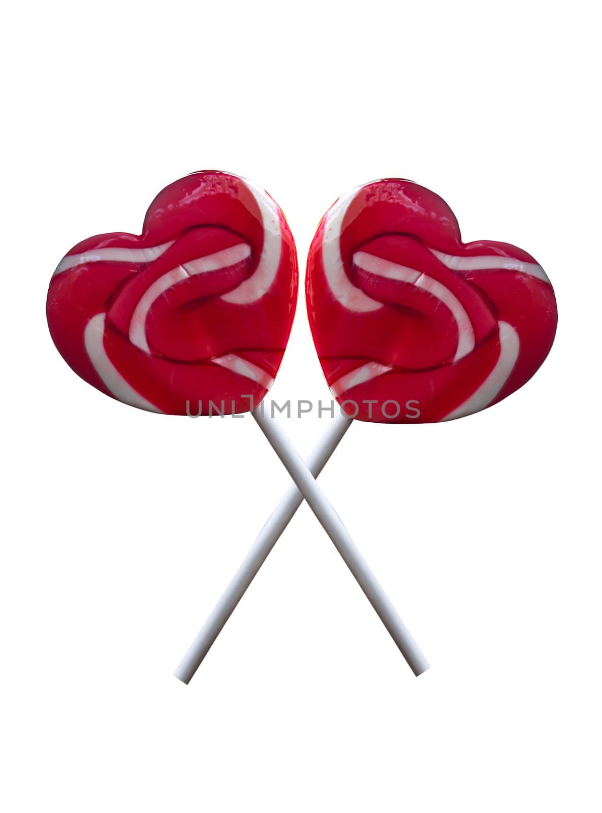 Candy heart on a stick isolated on a white background