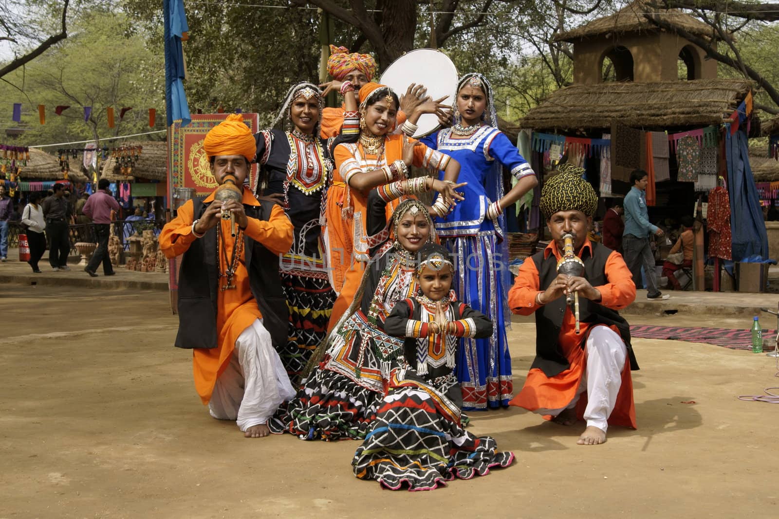 Tribal dancers and musicians at the annual Sarujkund Fair near Delhi, India.