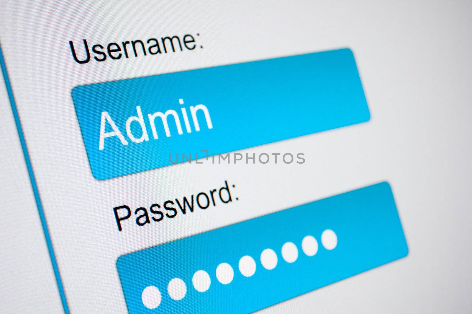Login Box - Username and Password in Internet Browser on Computer Screen