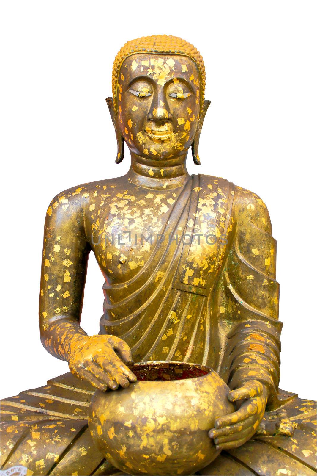 Isolated Holy golden Buddha by coleorhiza