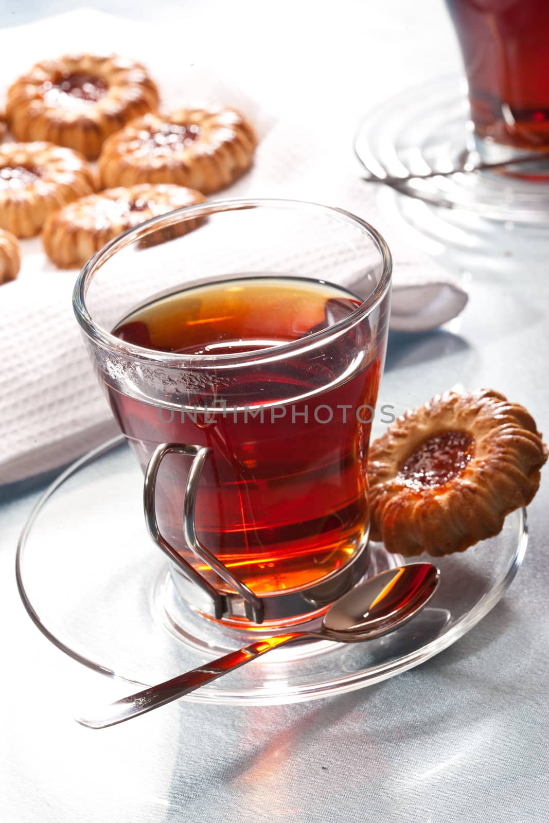 drink series: glassy cup of tea, macro picture