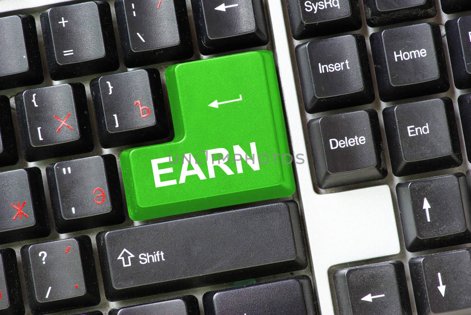 Keyboard with  keys for earn 