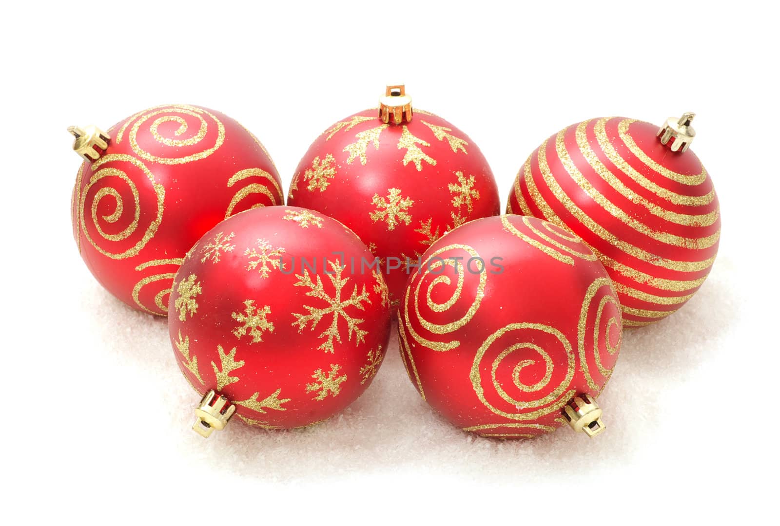 Christmas balls over white background