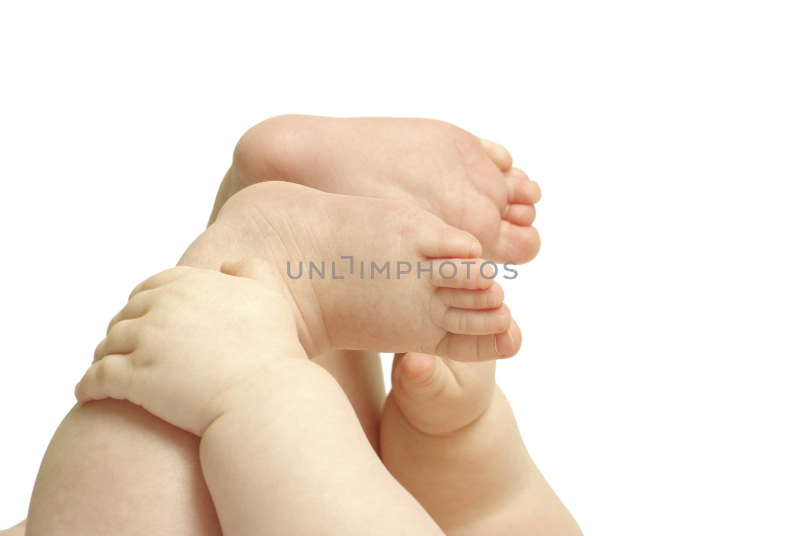 newborn baby feet isolated on white