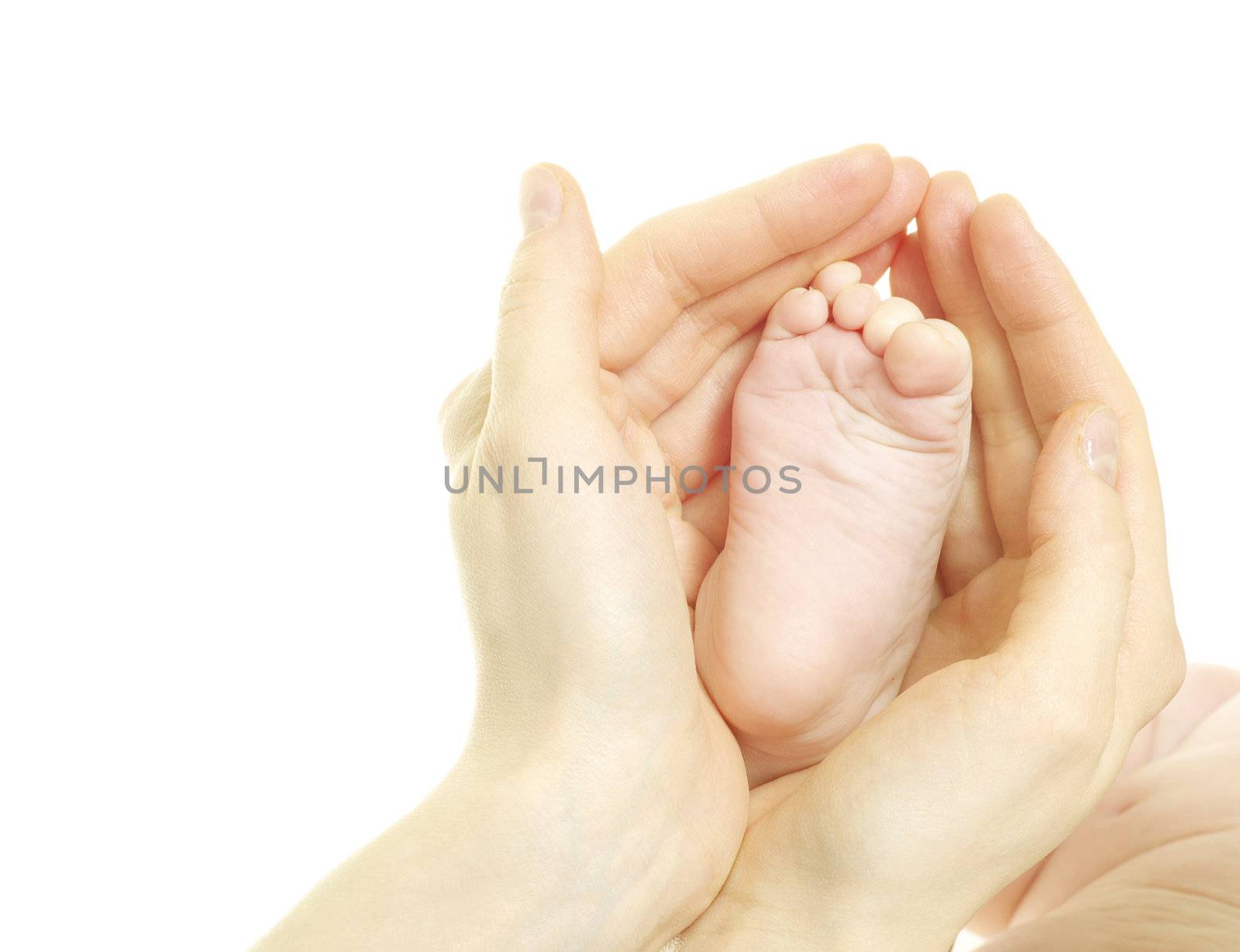 newborn baby feet isolated on white