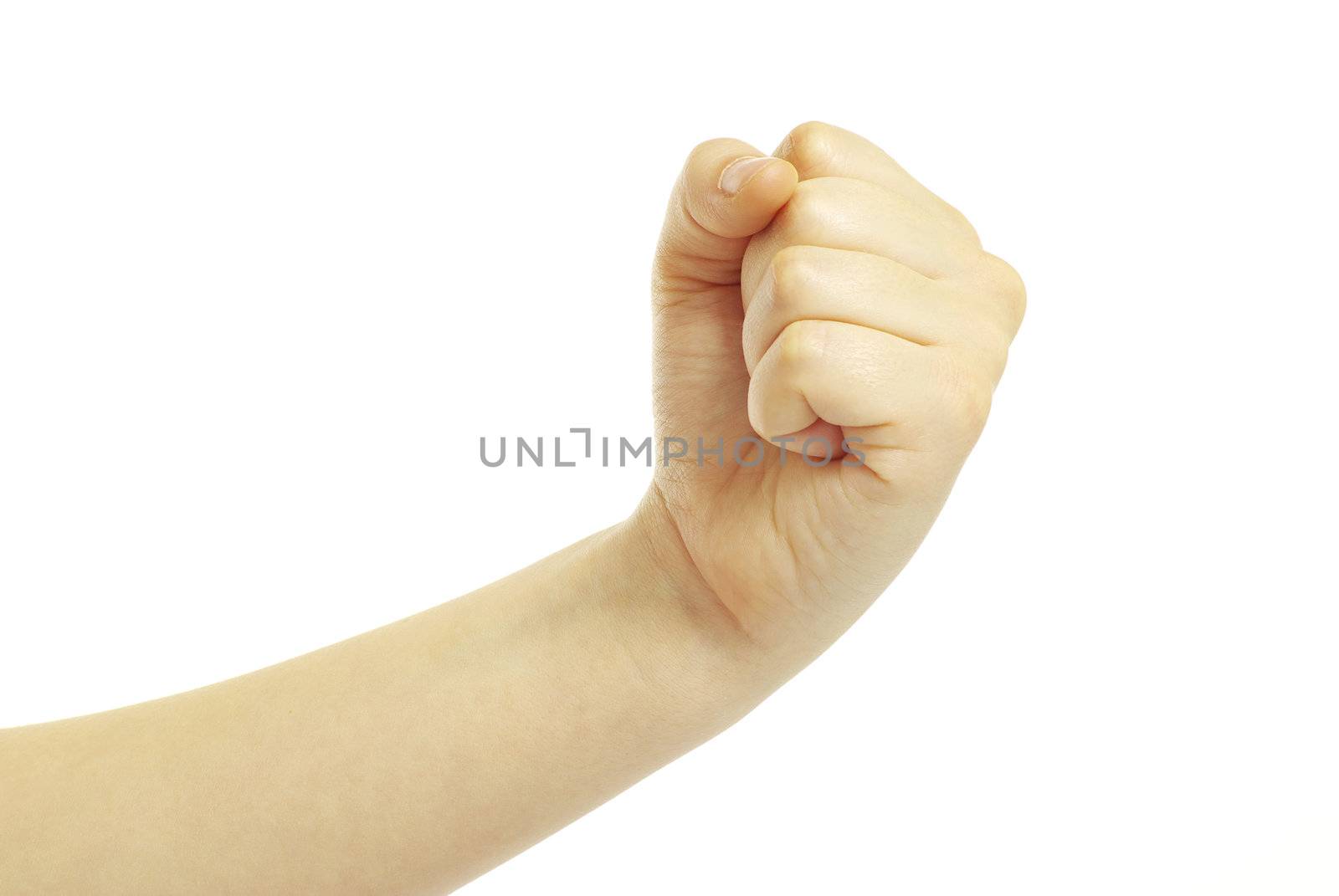 clenched fist isolated on the white