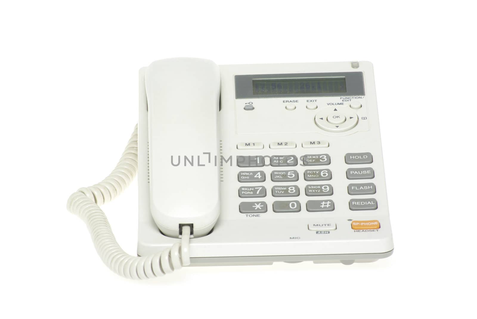 white office telephone on a white  background