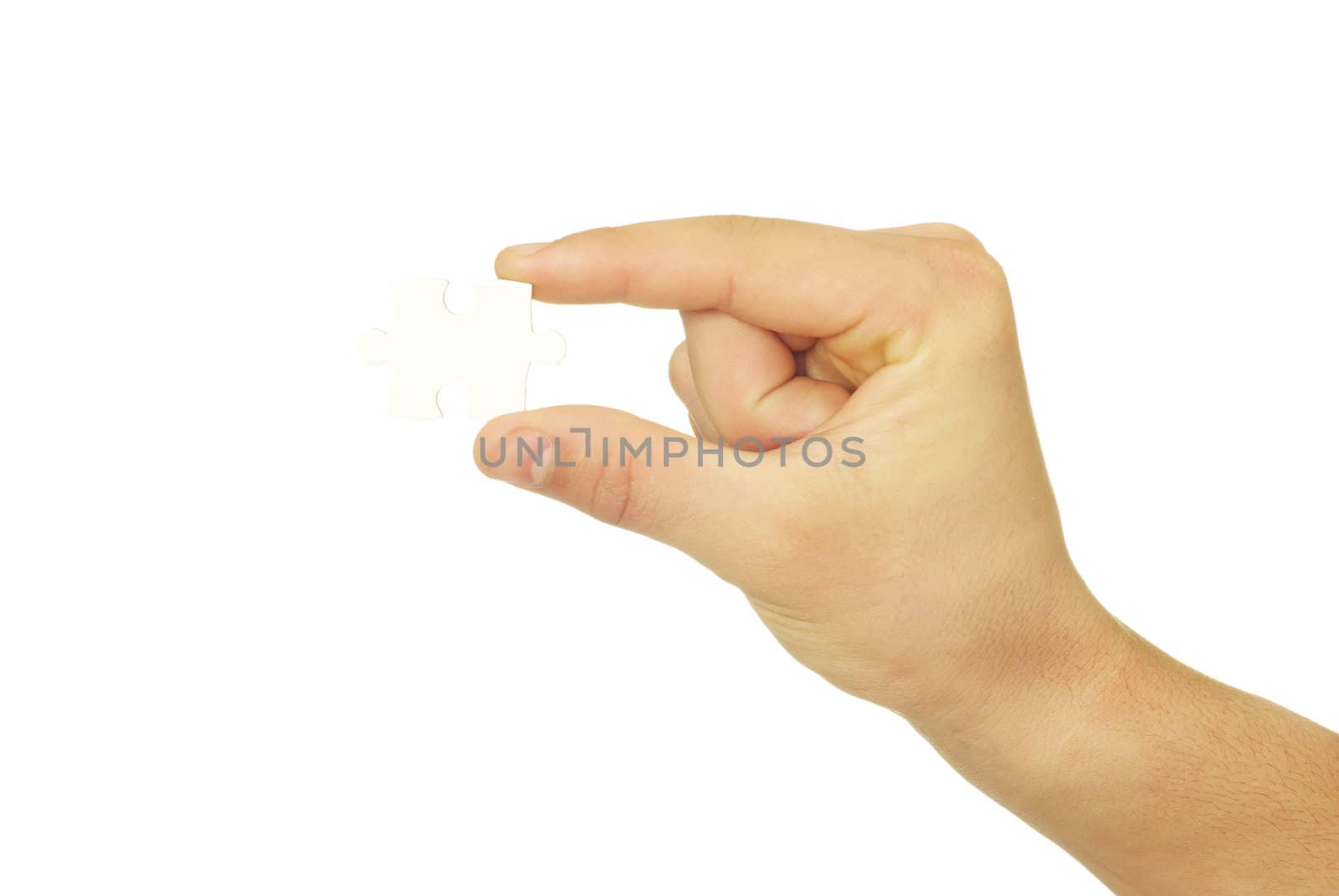  puzzle in hand isolated on white background