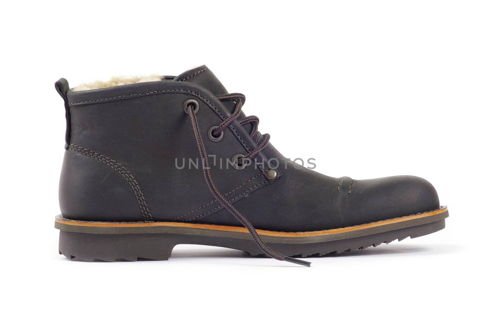 man's black shoes isolated on white background