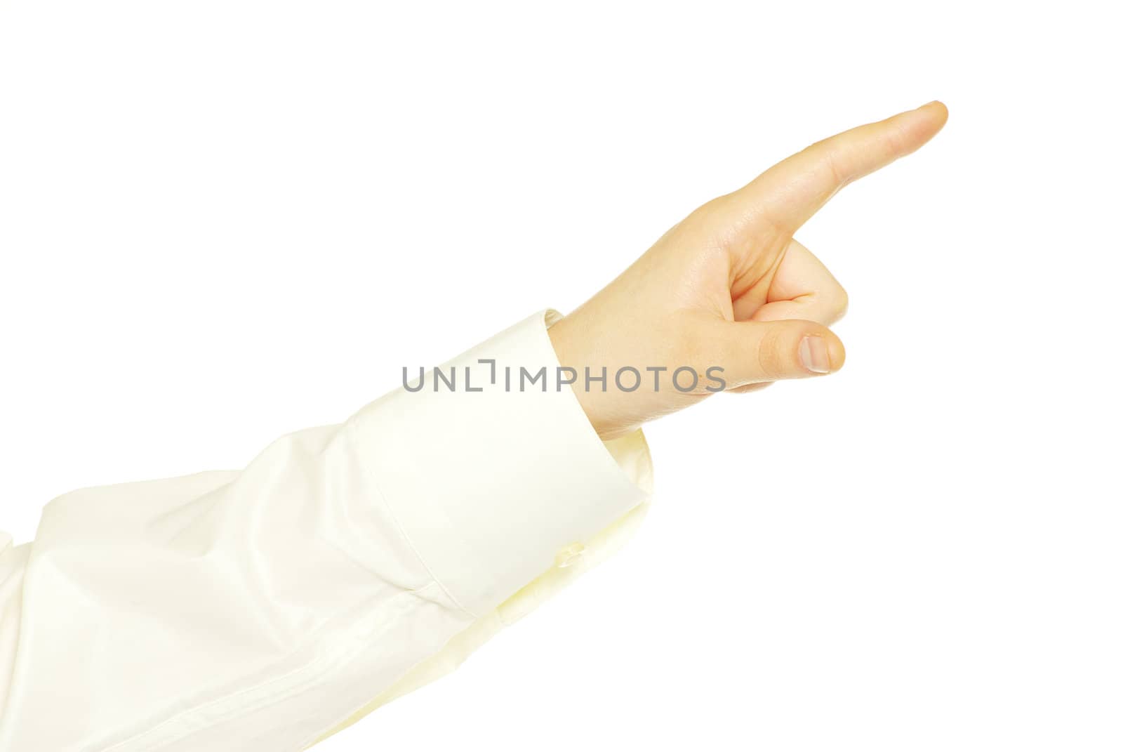 hand touching screen isolated on a white