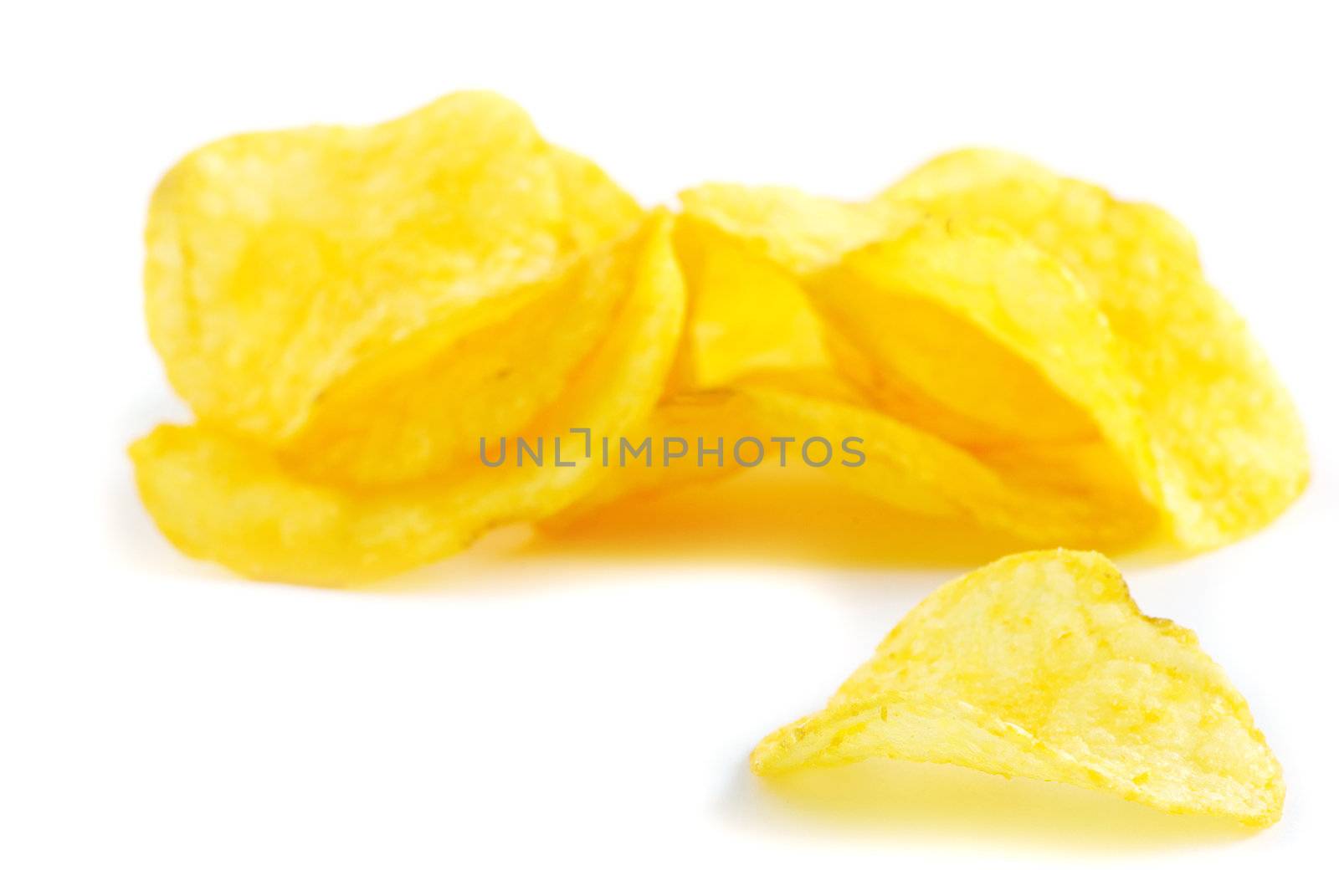 potatoe chips isolated on a white background