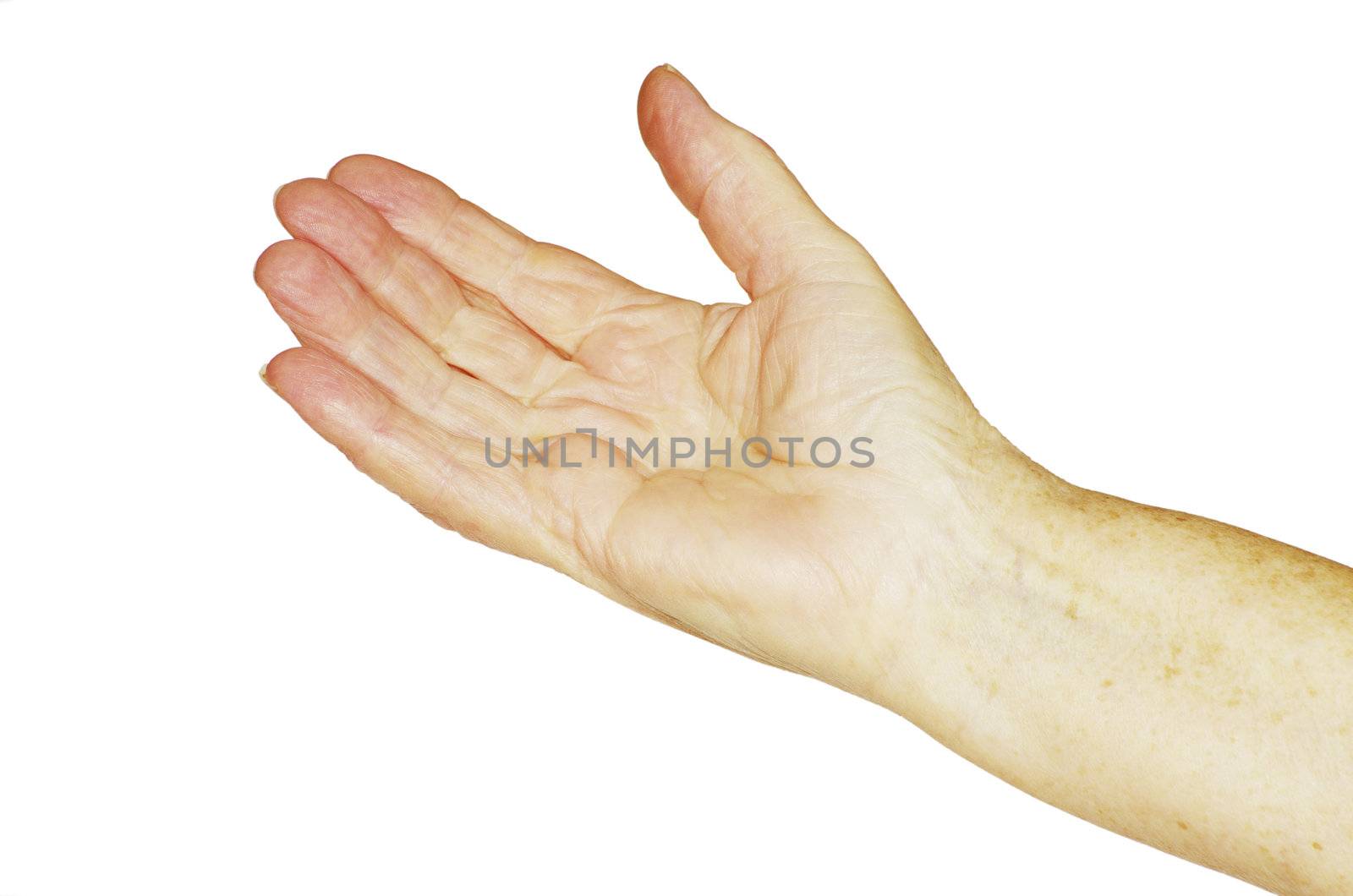 extended hand for help on a white background