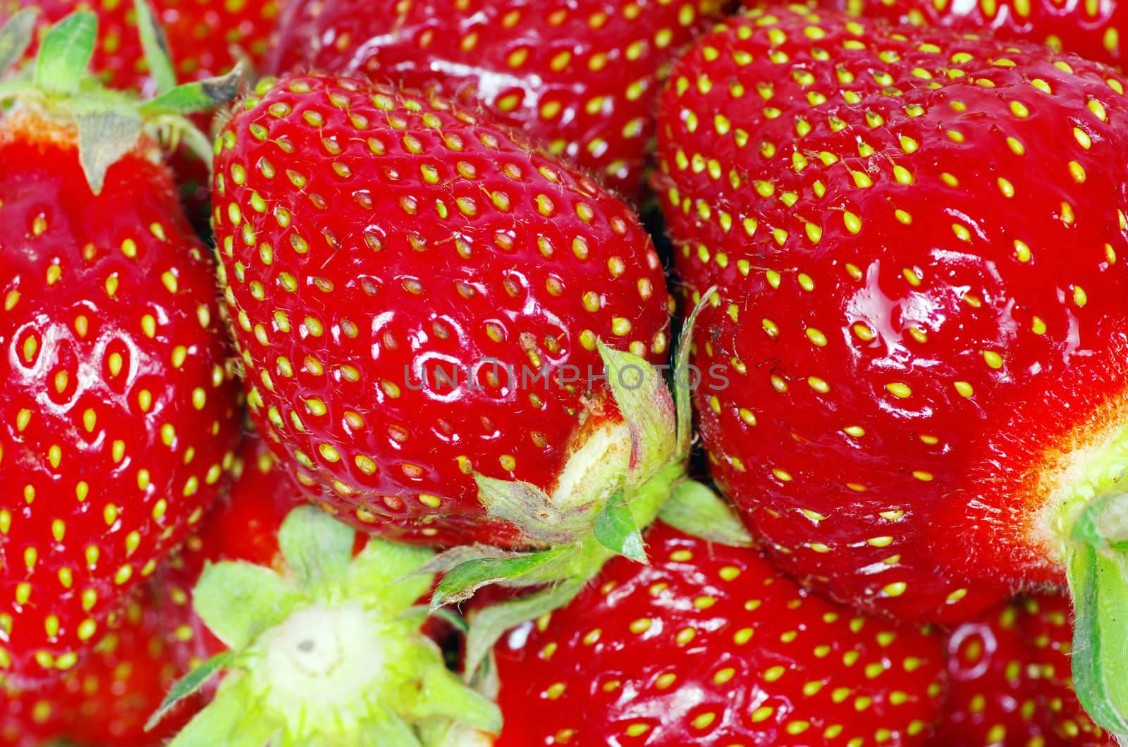 macro of a strawberry texture