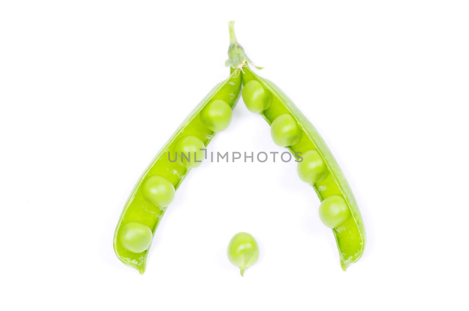 fresh green peas isolated on a white background