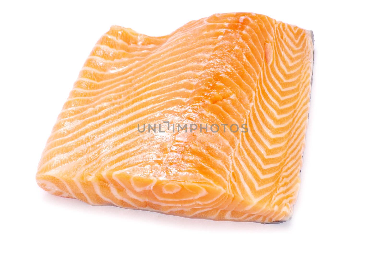 salmon steak red fish on white