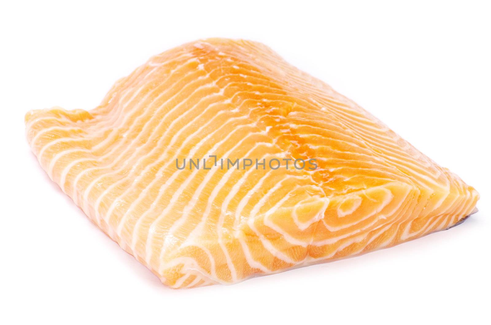 salmon steak red fish on white