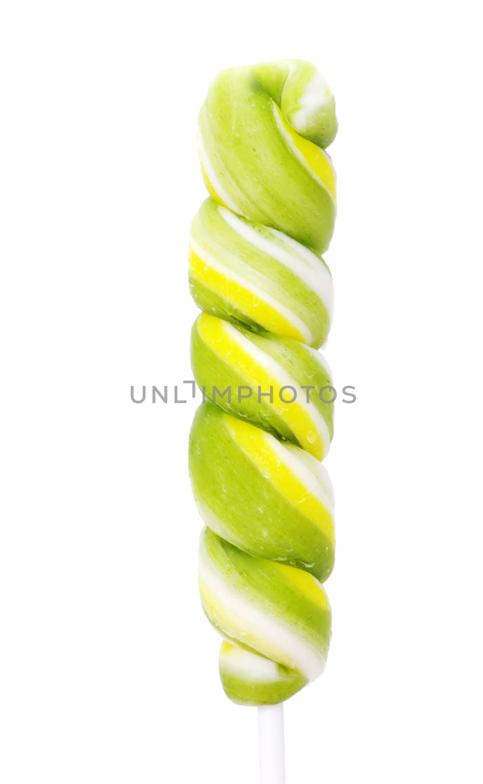 Colorful spiral lollipop isolated on white background