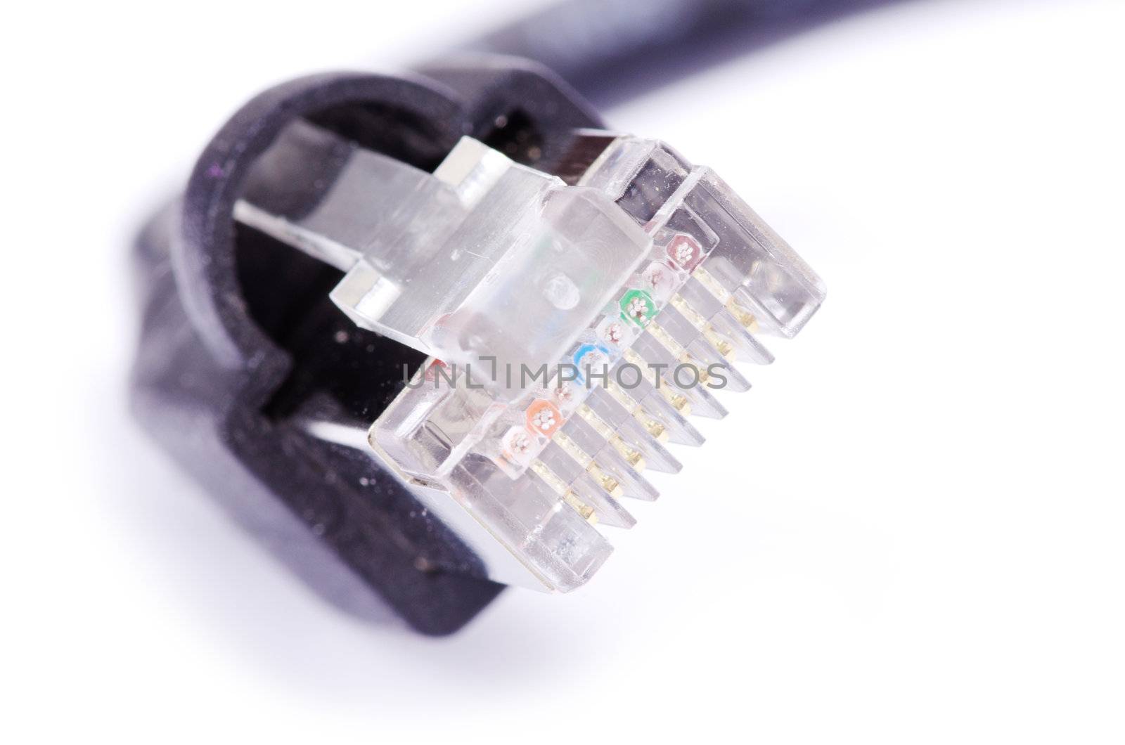  Macro shot of network connection plug