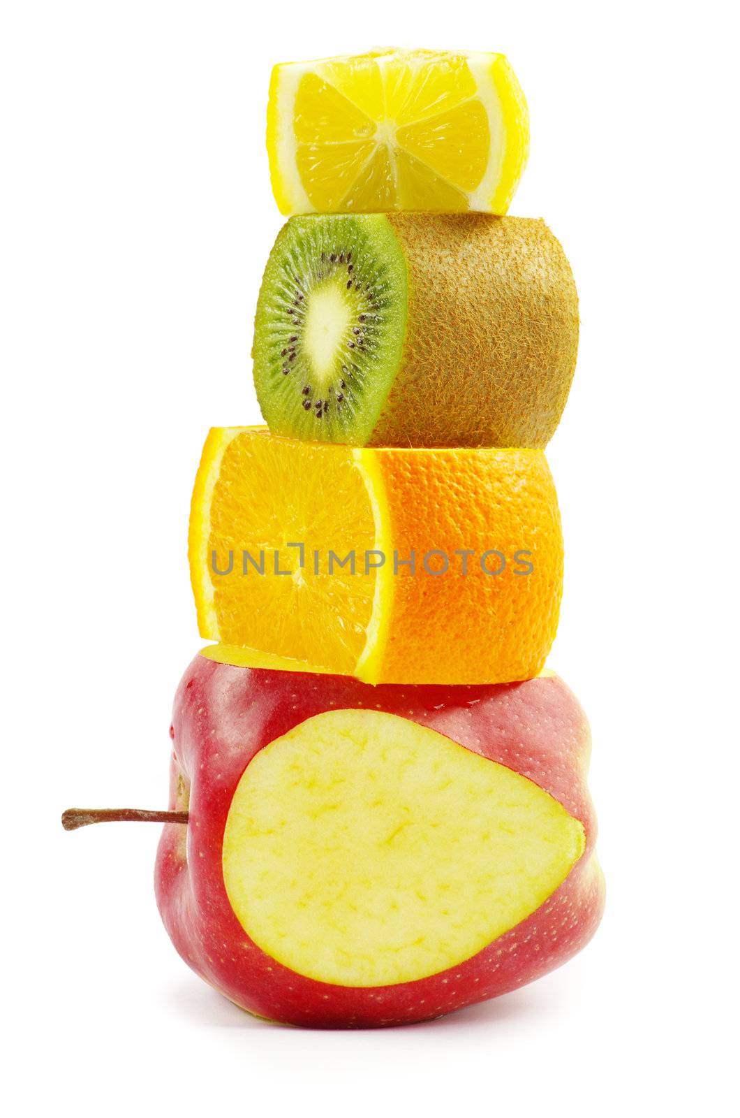 mixed fruit isolated on white