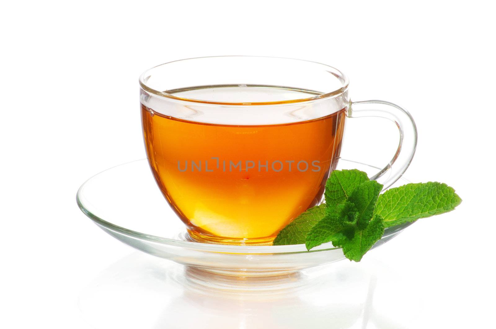 tea in cup isolated on white background