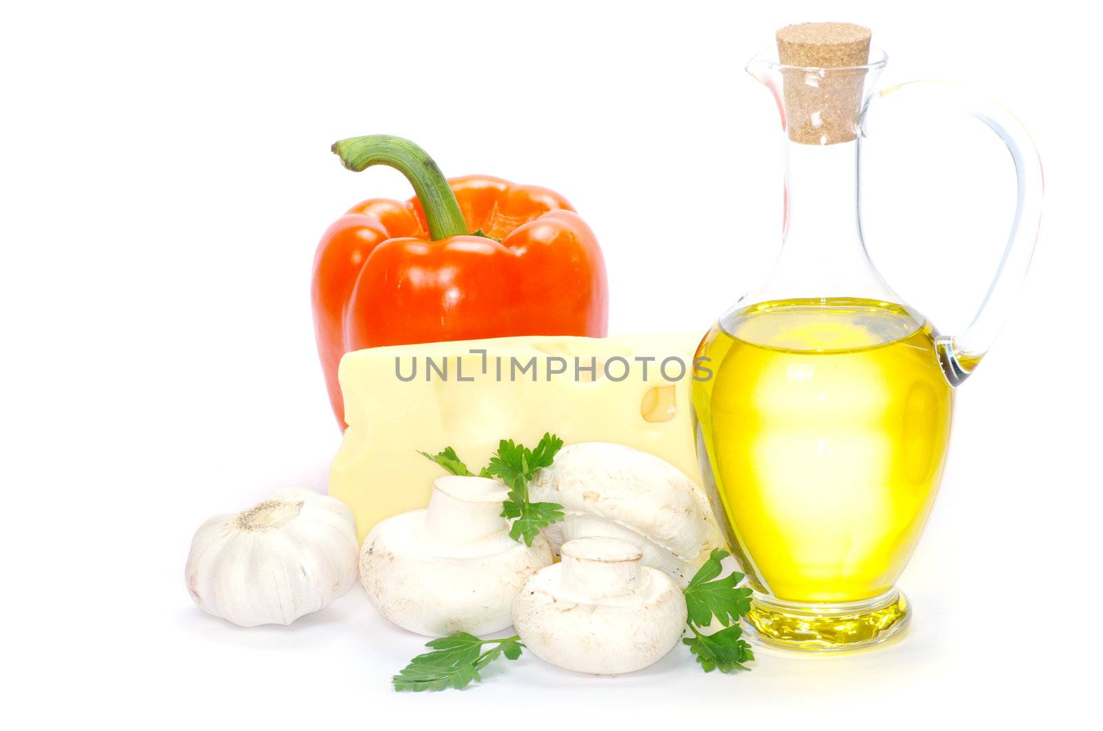 set of ingredients and spice  isolated on white background