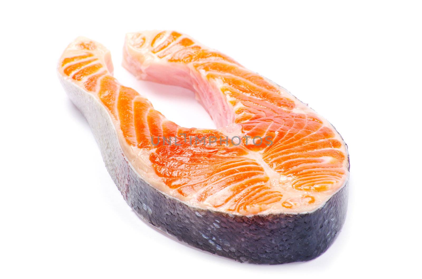 raw salmon fillet isolated on white