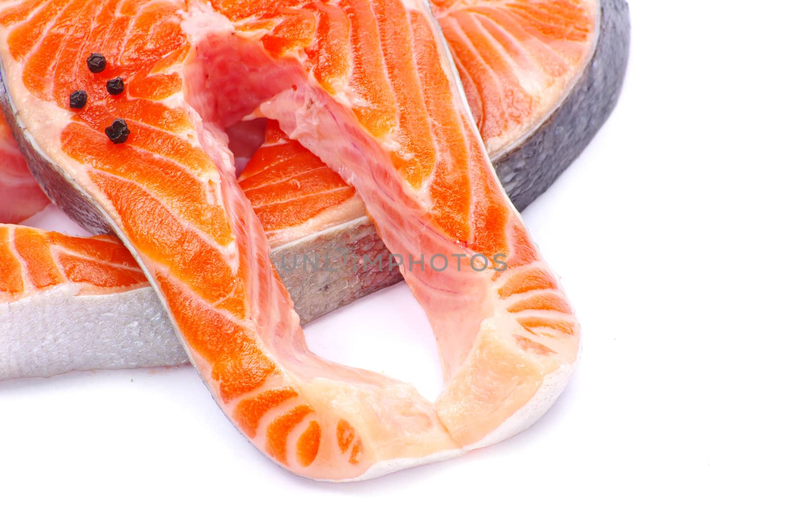 raw salmon isolated on white