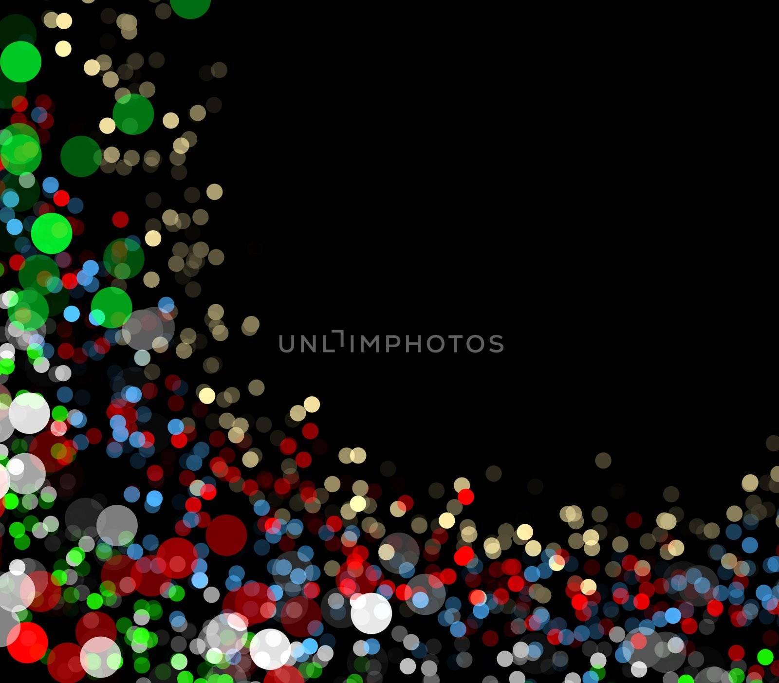 Abstract christmas lights as background on black