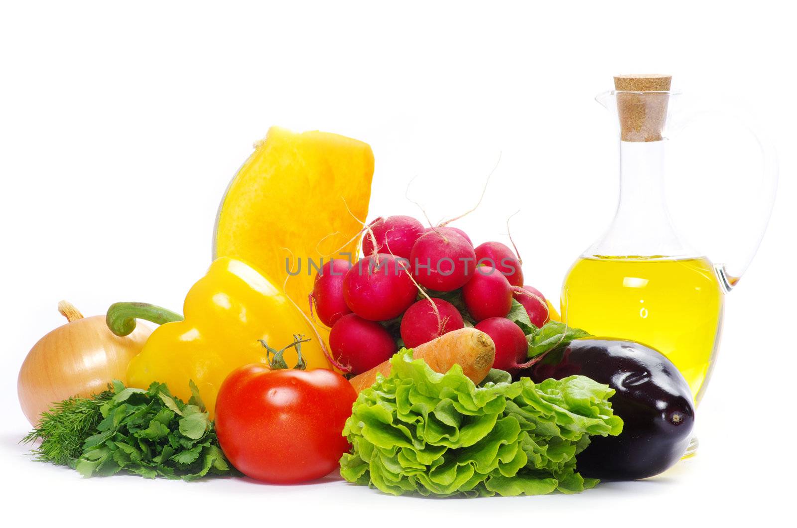  vegetables on the white background