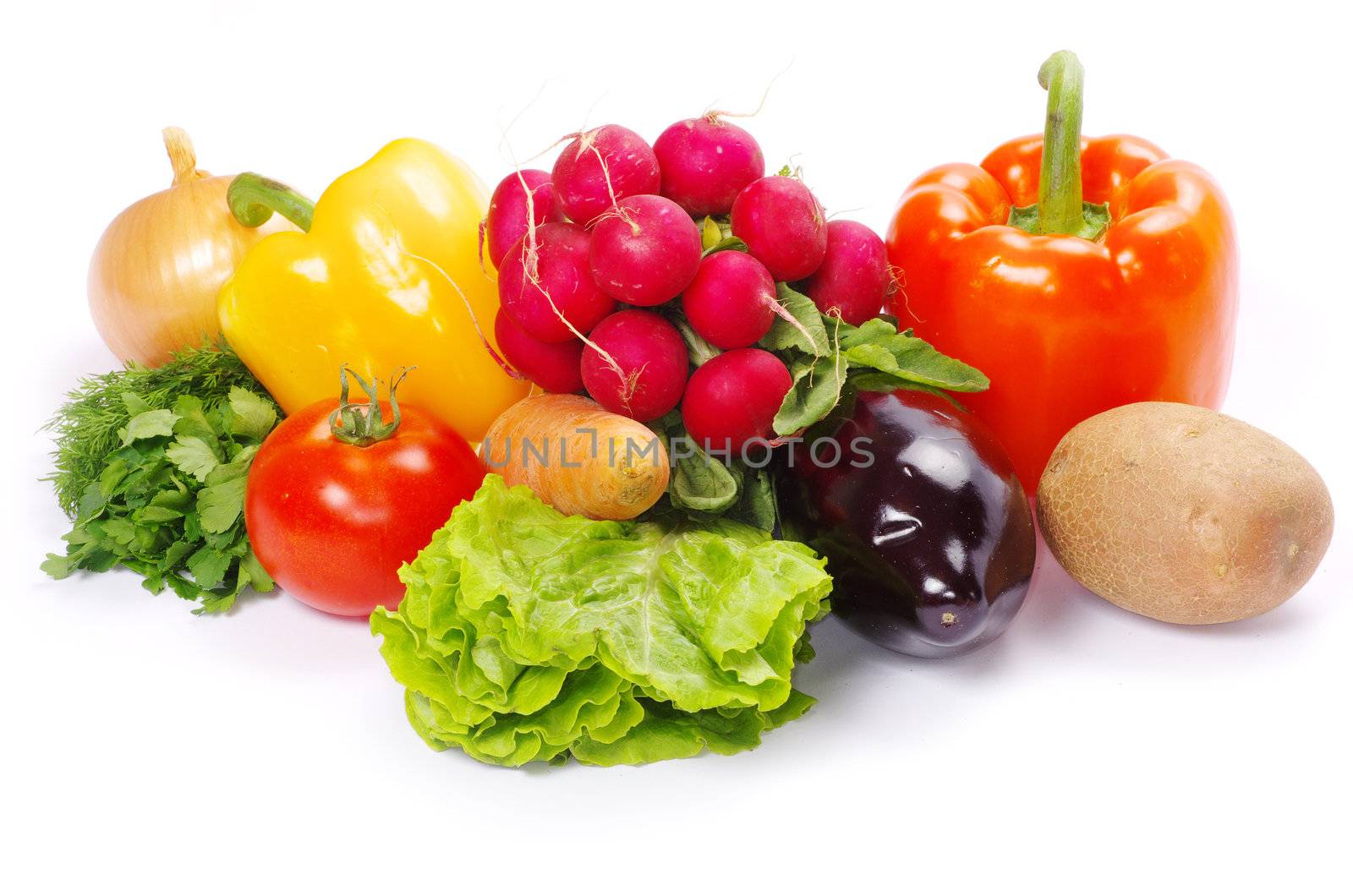 fresh vegetables on the white background