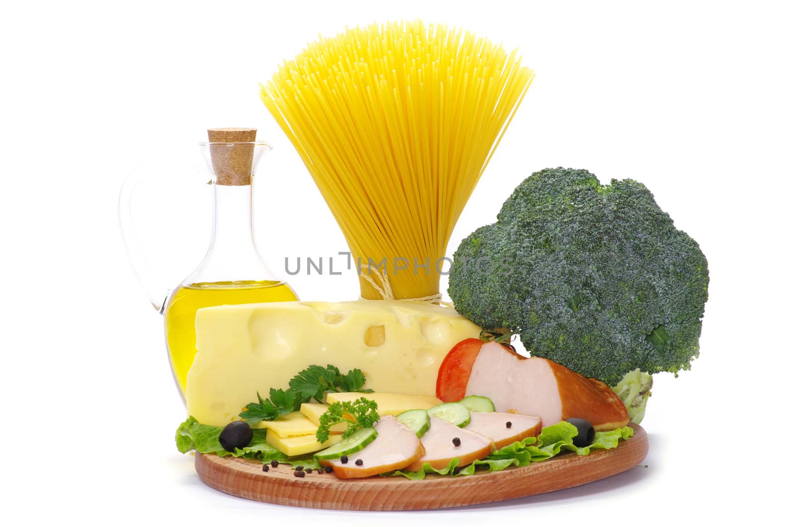 pasta ingredients isolated on white background