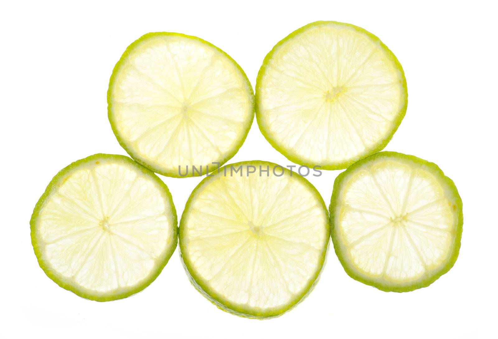 lime slices isolated on white background