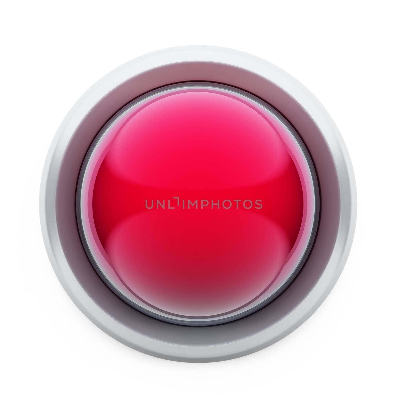 A 3D illustration of a red button isolated on white background.