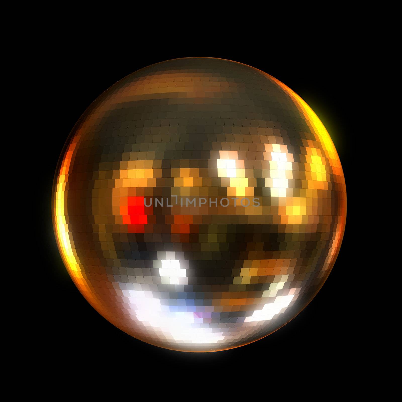 A 3D illustration of a disco ball.