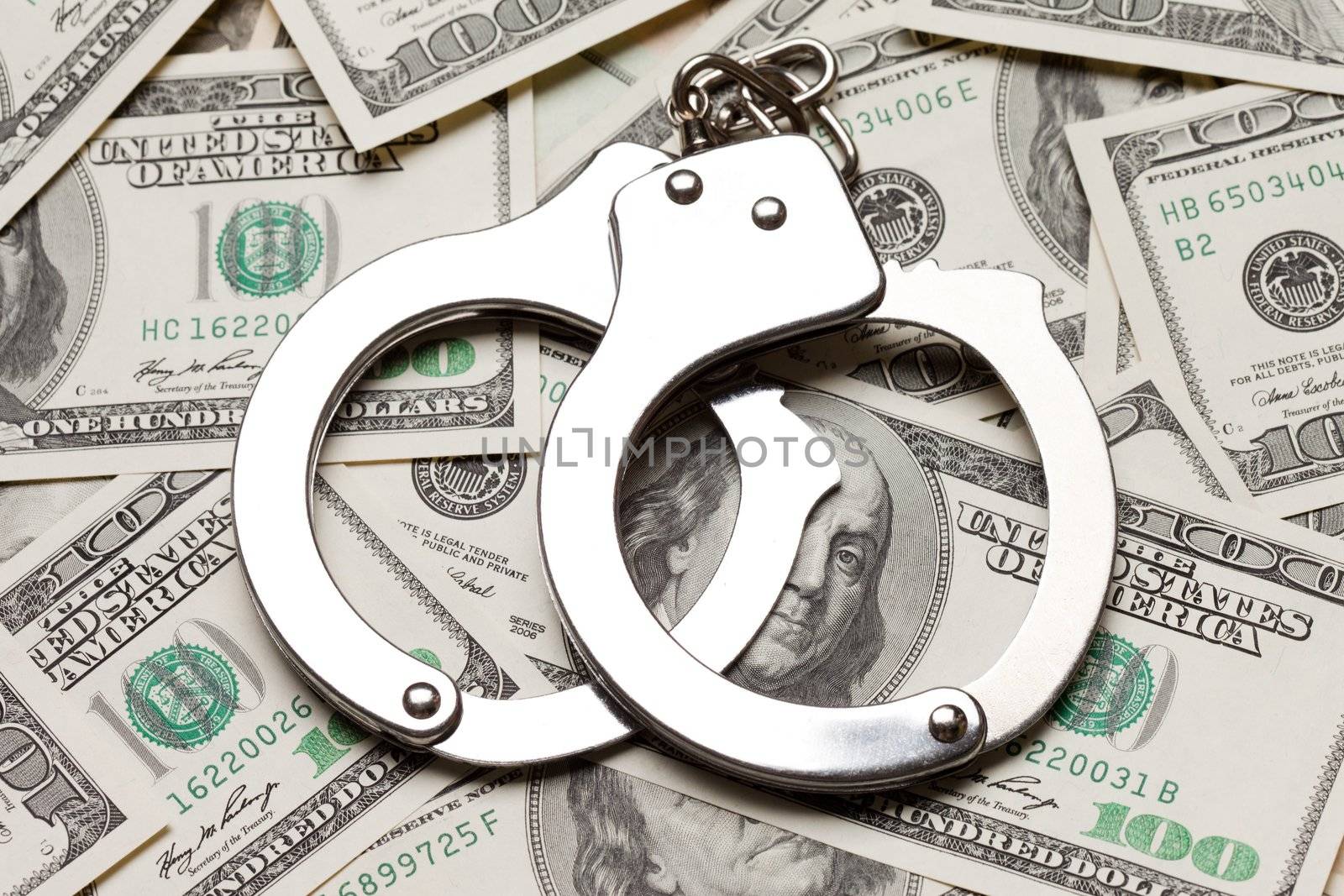 Handcuffs on dollar currency by ia_64