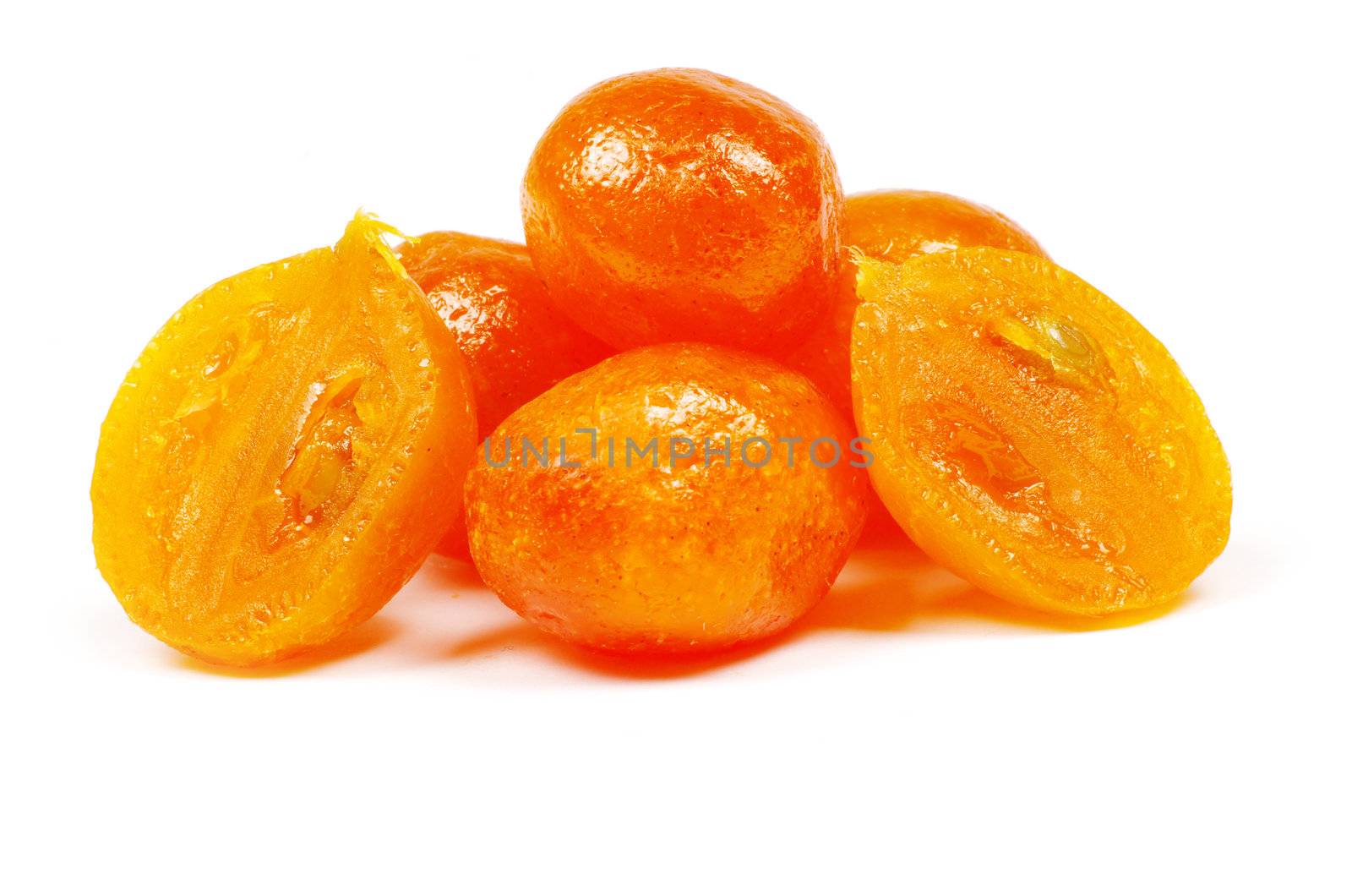 Dried kumquat isolated on a white background.