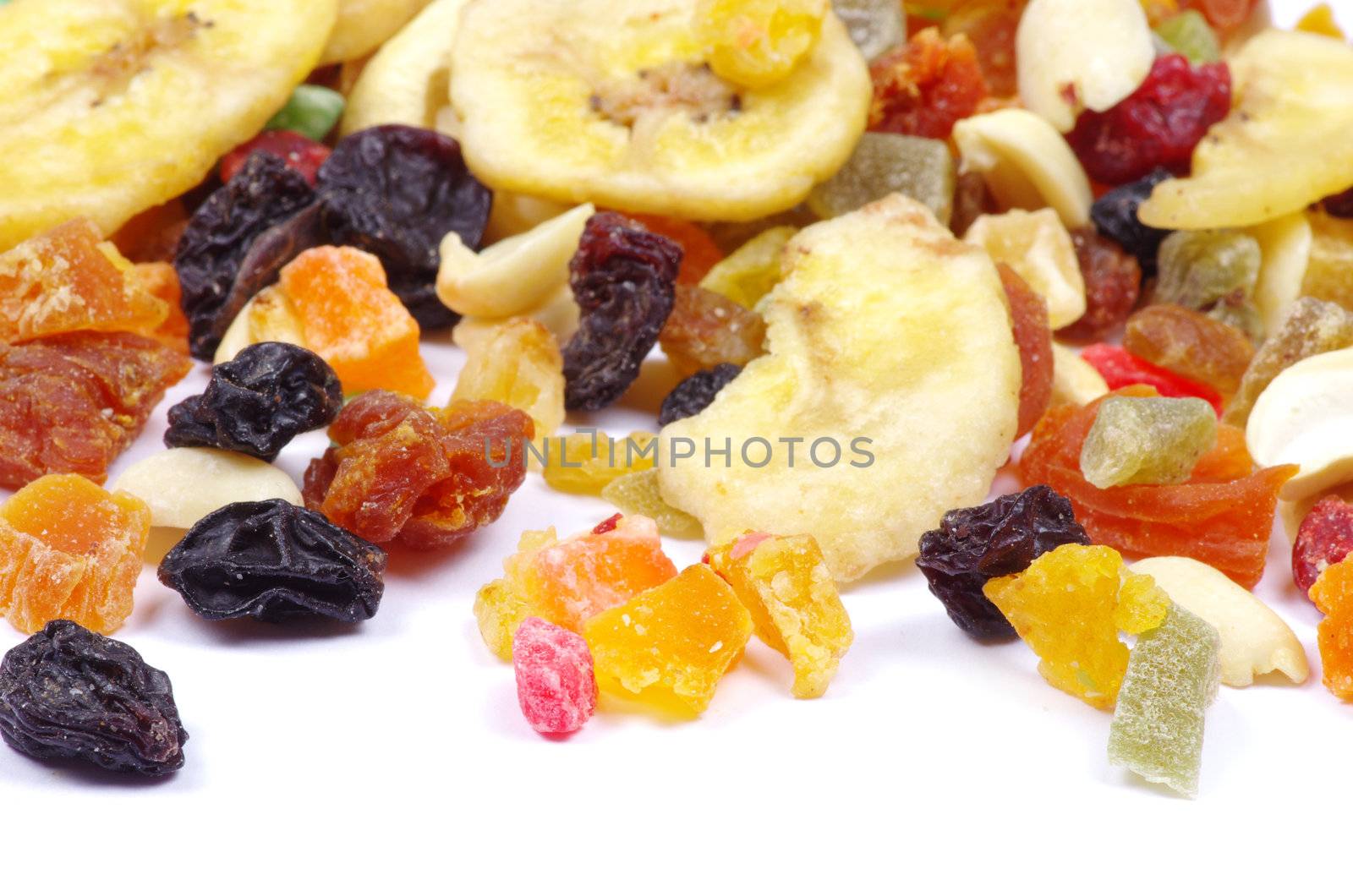 mix dried fruits collection on white