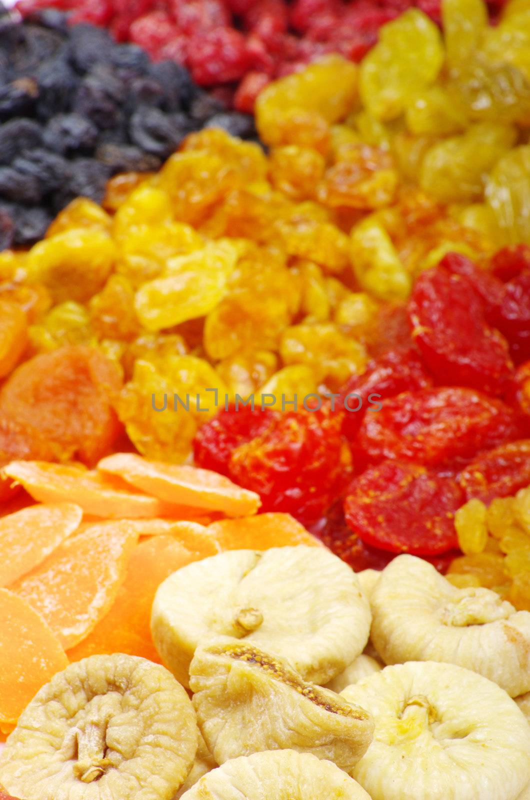 Background made of assorted dried fruits