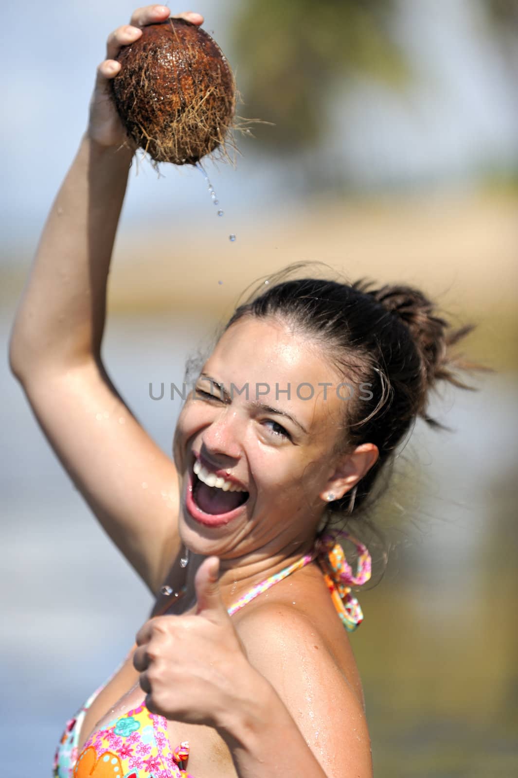 Woman refreshing on the beach