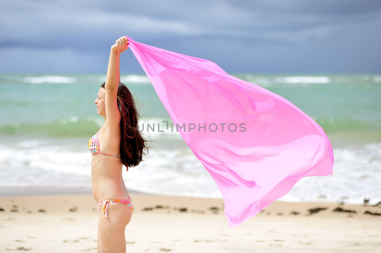 Woman enjoying on the beach, Brazil