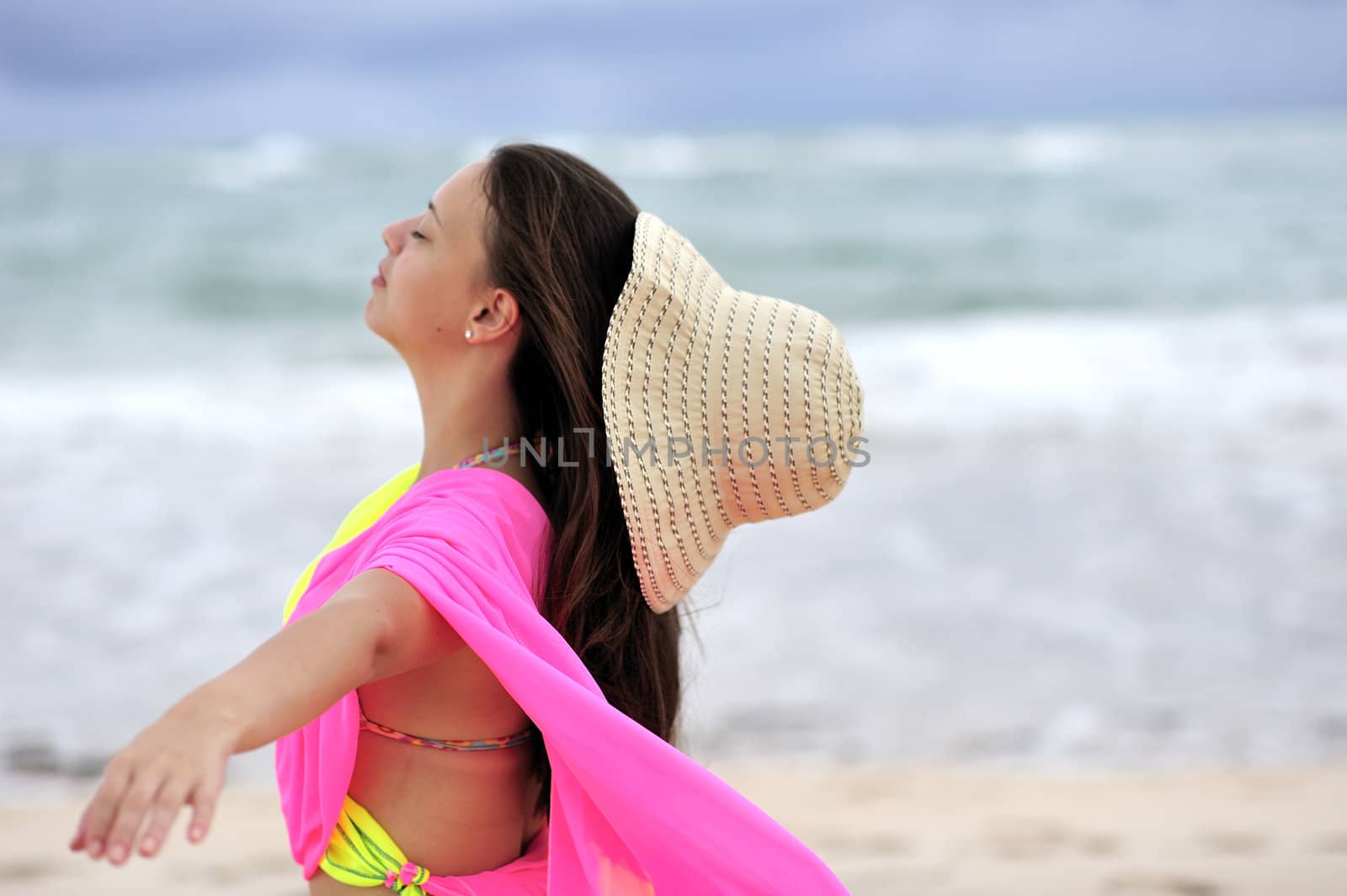 Woman enjoying on the beach, Brazil