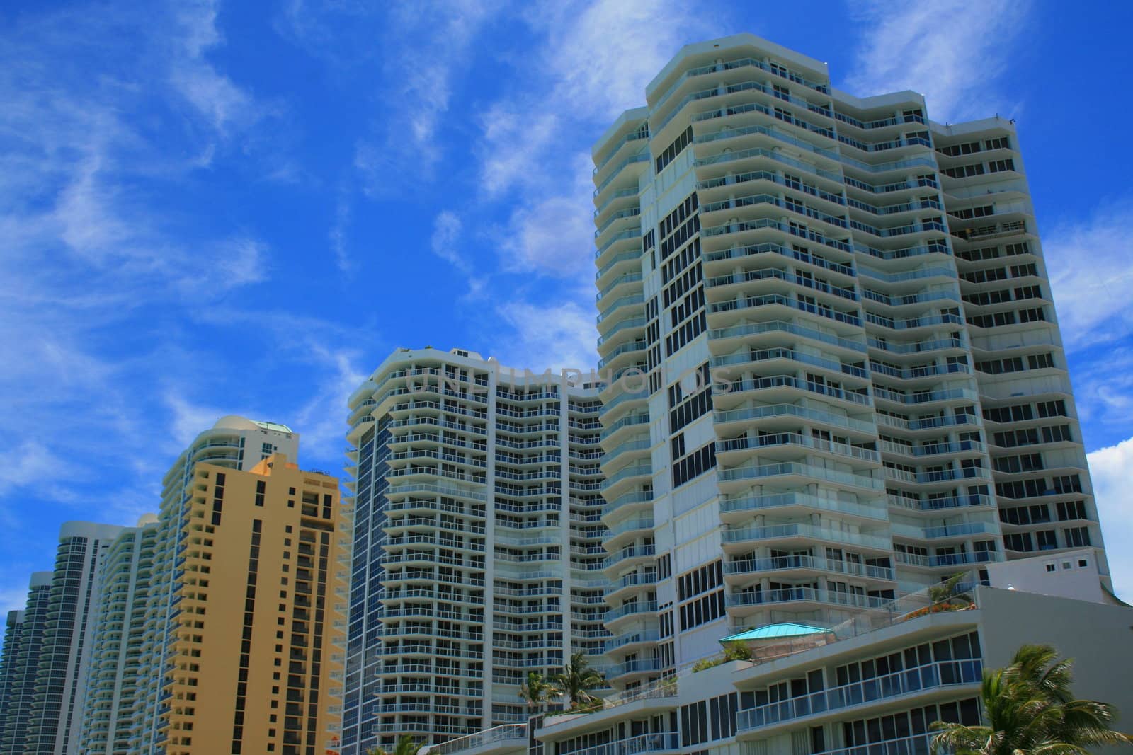 Close up of the modern buildings.
