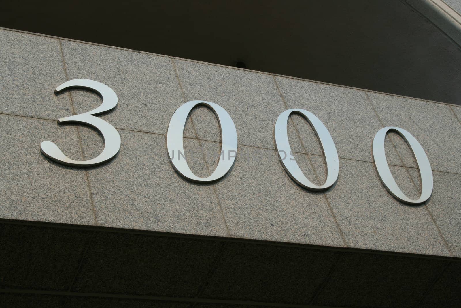 Close up of a three thousand number sign.
